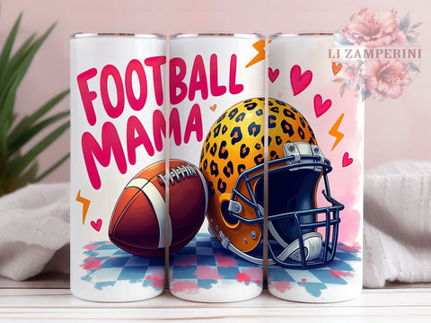 Leopard Football Mama 20oz Tumbler Wrap PNG, Football Mom Tumbler PNG Sublimation Design, Straight & Tapered Tumbler Wrap, Instant Digital Download Sublimation Li Zamperini 
