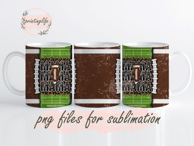 Leopard Football Sublimation Designs, Football Mom Mug Wrap, Football Mama PNG, Digital Download File 11oz Sublimation PrintingLife 