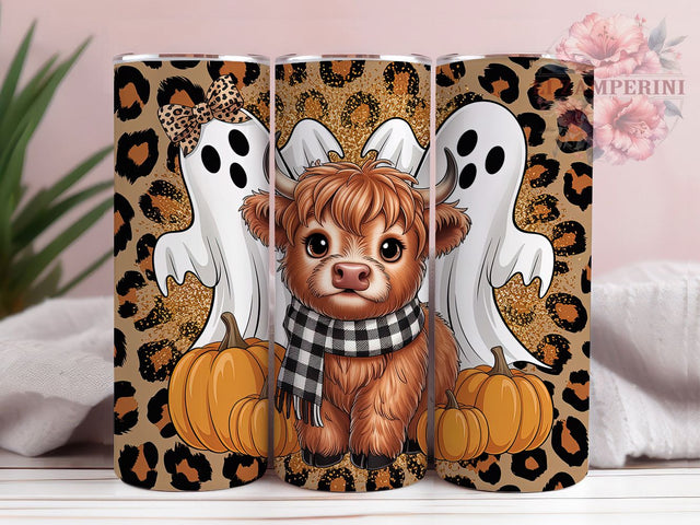 Leopard Ghost Cow Halloween Tumbler, Leopard Ghost Tumbler Png, 20oz Skinny Tumbler, Fall Highland Cow Png, Spooky Cow Tumbler, Farmhouse Halloween Tumbler, Design Download Sublimation Li Zamperini 