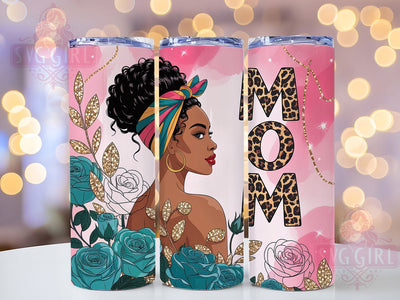 Leopard Glitter Afro Mom Tumbler, Black Mom, Leopard Print, Glitter Pattern, Tumbler Wrap, Sublimation Design, 20oz Tumbler Sublimation SvggirlplusArt 