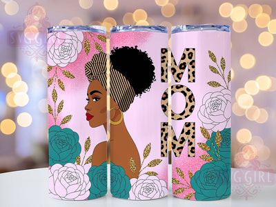 Leopard Glitter Afro Mom Tumbler, Black Mom, Leopard Print, Glitter Pattern, Tumbler Wrap, Sublimation Design, 20oz Tumbler Sublimation SvggirlplusArt 