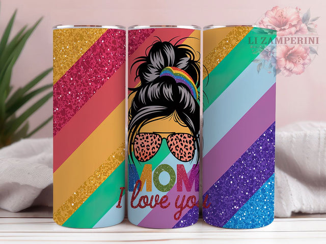 Leopard Glitter Custom Mom Tumbler Wrap, Leopard Glitter Design, I Love You Mom Sublimation, 20oz Tumbler Template, Glitter Tumbler Wrap, Custom Mom Gift Design Sublimation Li Zamperini 
