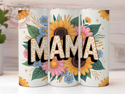 Leopard Glitter Floral Mama Tumbler, Floral Mama Design, Glitter Effect, Animal Print Style, Boho Chic, Wild Aesthetic, Tumbler Wrap, Sublimation Design, 20oz Tumbler, Glam Artwork Sublimation Lara' s Designs 