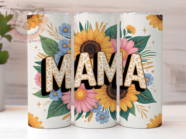 Leopard Glitter Floral Mama Tumbler, Floral Mama Design, Glitter Effect, Animal Print Style, Boho Chic, Wild Aesthetic, Tumbler Wrap, Sublimation Design, 20oz Tumbler, Glam Artwork Sublimation Lara' s Designs 