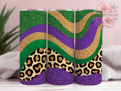 Leopard Glitter Mardi Gras Tumbler, Carnival Animal Print Wrap, Festive Party Cup, 20oz Sublimation Wrap, New Orleans Celebration Tumbler, Sparkly Leopard Design Cup, Mardi Gras Glitter Theme Wrap Sublimation Li Zamperini 