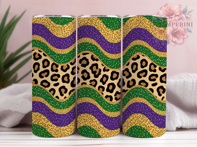 Leopard Glitter Mardi Gras Tumbler, Carnival Animal Print Wrap, Festive Party Cup, 20oz Sublimation Wrap, New Orleans Celebration Tumbler, Sparkly Leopard Design Cup, Mardi Gras Glitter Theme Wrap Sublimation Li Zamperini 