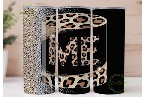 Leopard & Glitter ME Tumbler Wrap Sublimation PixelChick 