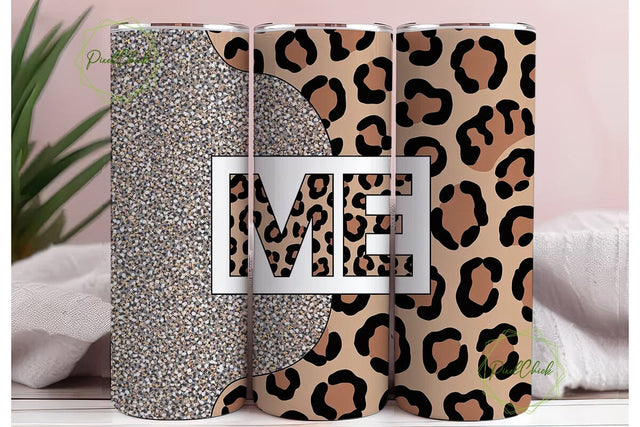 Leopard & Glitter ME Tumbler Wrap Sublimation PixelChick 
