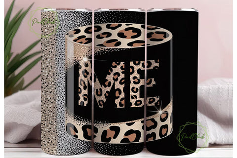 Leopard & Glitter ME Tumbler Wrap Sublimation PixelChick 