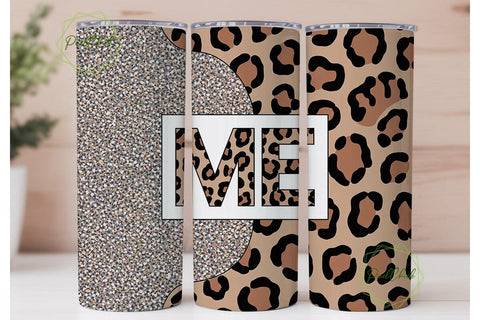 Leopard & Glitter ME Tumbler Wrap Sublimation PixelChick 