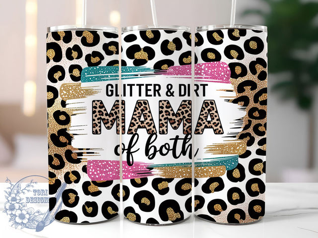 Leopard Glitter Mom Life Tumbler, Leopard Print Design, Glitter Mom Template, Boy Girl Mom Art, Dirt And Glam, Mama Life Wrap, Animal Print Tumbler Sublimation ToriDesigns 