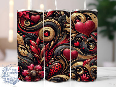 Leopard Glitter Valentine Tumbler, Leopard Print, Glam Glitter, Red And Black, Romantic Style, 20Oz Tumbler, Sublimation Wrap Sublimation ToriDesigns 