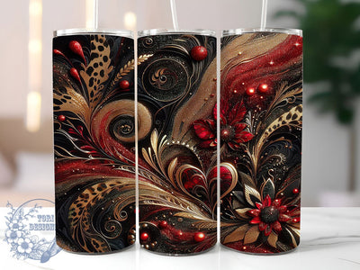 Leopard Glitter Valentine Tumbler, Leopard Print, Glam Glitter, Red And Black, Romantic Style, 20Oz Tumbler, Sublimation Wrap Sublimation ToriDesigns 