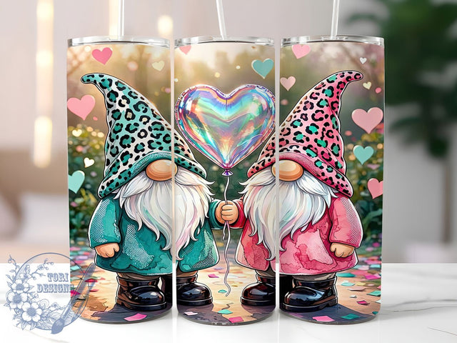 Leopard Gnome Iridescent Heart 20oz Tumbler, Leopard Gnome, Iridescent Heart, Animal Print, Sublimation Wrap, 20oz Tumbler, Whimsical Aesthetic, Playful Charm Sublimation ToriDesigns 