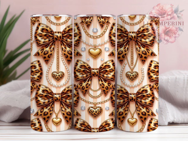Leopard Gold Bow Pattern 20oz Tumbler, Leopard Gold Bow, Gold Bow Pattern, Leopard Bow PNG, Gold Bow Tumbler, Leopard Pattern PNG, Bow Pattern Tumbler, 20oz Tumbler Wrap Sublimation Li Zamperini 