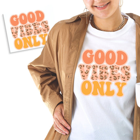 Leopard Good Vibes Only DTF Transfer Physical So Fontsy T-Shirt Iron-On Transfer Shop 