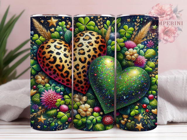 Leopard Heart 20oz Tumbler Wrap, St Patrick's Day, Leopard Heart, 20oz Tumbler, Sublimation Wrap, Irish Decor, Lucky Charm, Holiday Gift Sublimation Li Zamperini 
