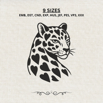 Leopard Heart Embroidery Design – Heart Print Leopard Machine Embroidery File, Wild Cat Animal Design, Valentine Leopard Embroidery/Applique DESIGNS PatternFeed8 