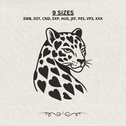 Leopard Heart Embroidery Design – Heart Print Leopard Machine Embroidery File, Wild Cat Animal Design, Valentine Leopard Embroidery/Applique DESIGNS PatternFeed8 