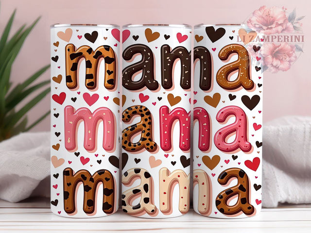 Leopard Heart Tumbler, Boho Floral Mama Design, Inflated Tumbler Wrap, 20oz Sublimation Design, Mama Gift, Trendy Tumbler, Floral and Animal Print Tumbler, Unique Mom Gift Sublimation Li Zamperini 