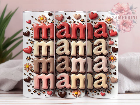 Leopard Heart Tumbler, Boho Floral Mama Design, Inflated Tumbler Wrap, 20oz Sublimation Design, Mama Gift, Trendy Tumbler, Floral and Animal Print Tumbler, Unique Mom Gift Sublimation Li Zamperini 