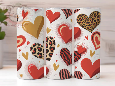 Leopard Heart Valentine Tumbler, Heart Pattern, Valentine Theme, Love Animal Print, Romantic Wild Design, Bold Chic Wrap, Glamorous Style, 20Oz Tumbler, Sublimation Sublimation Lara' s Designs 