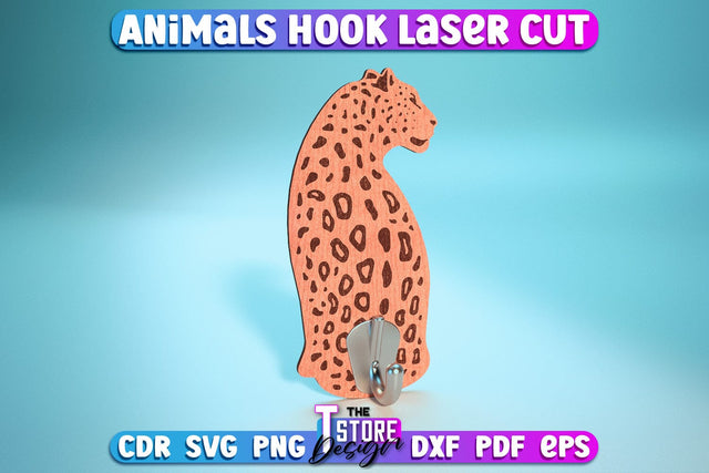 Leopard Hook Laser Cut | Home Design | Wooden Animals Hook | CNC File SVG The T Store Design 