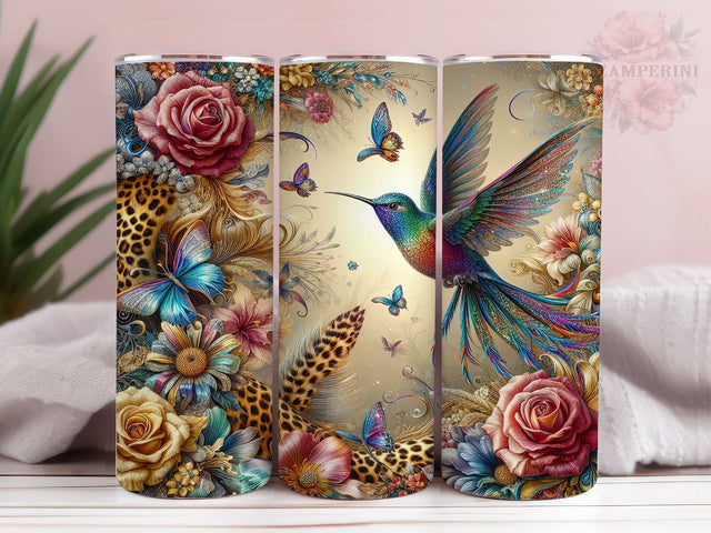 Leopard Hummingbird 20oz Tumbler Wrap PNG, Hummingbird Tumbler Png, Straight & Tapered Tumbler Wrap, Instant Digital Download Sublimation Li Zamperini 