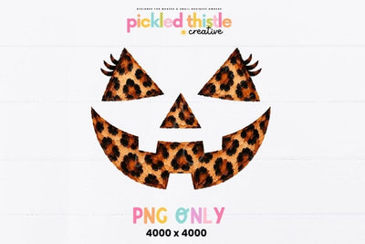 Leopard Jack O Lantern Face PNG Sublimation Pickled Thistle Creative 