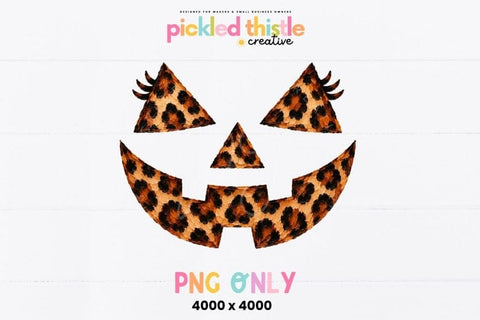 Leopard Jack O Lantern Face PNG Sublimation Pickled Thistle Creative 