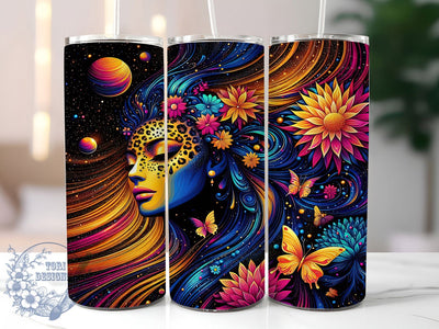 Leopard Lady Sunflower Butterfly Tumbler Wrap, Collage Art, Sunflowers Theme, Butterflies Motif, Bold Floral, Glam Style, Sublimation Wrap Sublimation ToriDesigns 