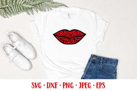 Leopard lipstick kiss. Leopard lips SVG. Valentines design SVG LaBelezoka 