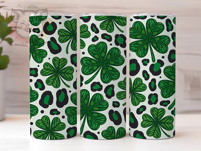 Leopard Lucky Shamrock Tumbler, St. Patrick’s Tumbler, Stylish 20oz Wrap, Sublimation Design, Trendy Gift Idea, Irish Leopard Wrap, Lucky Shamrock Tumbler Sublimation Lara' s Designs 