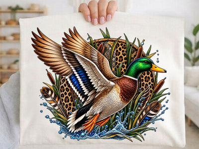 Leopard Mallard Duck Flight PNG SVG artprintfile 