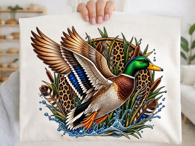 Leopard Mallard Duck Flight PNG SVG artprintfile 