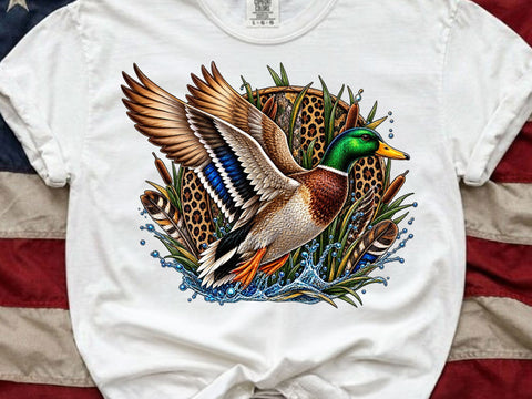 Leopard Mallard Duck Flight PNG SVG artprintfile 