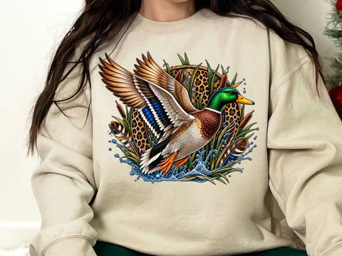 Leopard Mallard Duck Flight PNG SVG artprintfile 