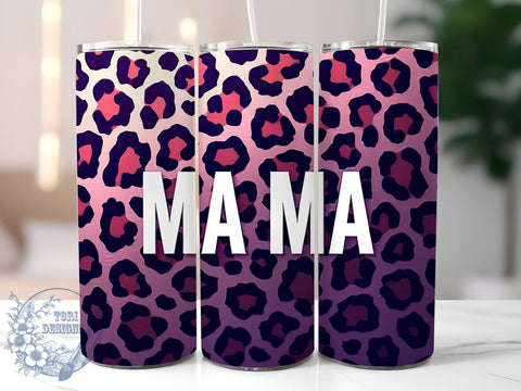 Leopard Mama 20oz Skinny Tumbler PNG, Mama Life Tumbler Sublimation Wrap, Straight & Tapered Tumbler Wrap, Instant Digital Download Sublimation ToriDesigns 