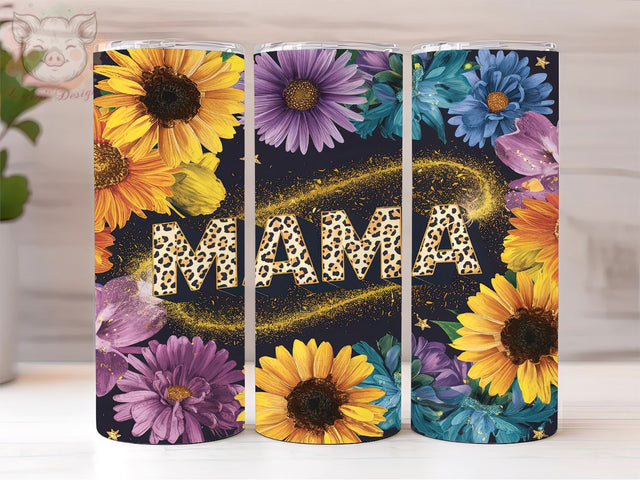 Leopard Mama 20oz Tumbler Png, Straight & Tapered Tumbler Png, Sunflowers Mama Tumbler Png, Digital Download PNG Sublimation Lara' s Designs 