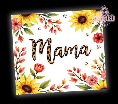 Leopard Mama 20oz Tumbler Wrap Sublimation Design, Straight Tapered Tumbler Wrap, Mama Sunflower Tumbler Png, Instant Digital Download Sublimation SvggirlplusArt 