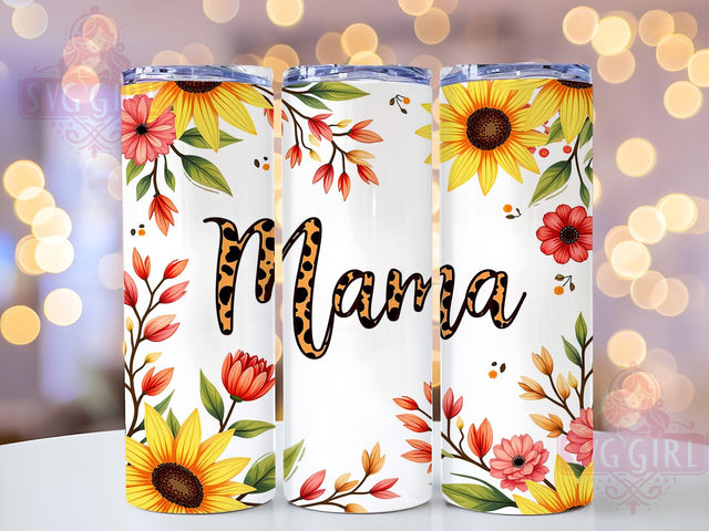 Leopard Mama 20oz Tumbler Wrap Sublimation Design, Straight Tapered Tumbler Wrap, Mama Sunflower Tumbler Png, Instant Digital Download Sublimation SvggirlplusArt 