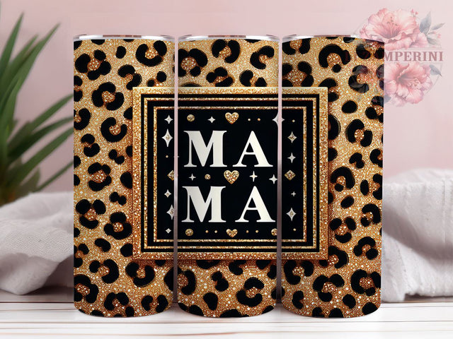 Leopard Mama Glitter 20oz Tumbler Wrap PNG, MAMA Tumbler Png, Straight & Tapered Tumbler Wrap, Instant Digital Download Sublimation Li Zamperini 