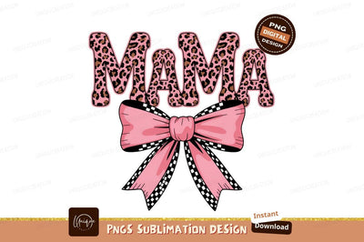 Leopard Mama Pink Bow Sublimation Png Sublimation Designangry 