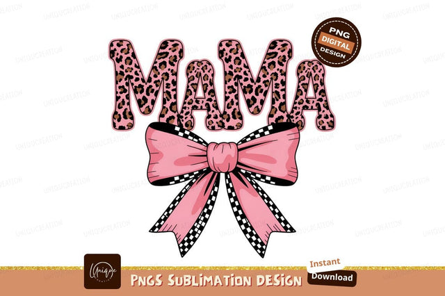 Leopard Mama Pink Bow Sublimation Png Sublimation Designangry 
