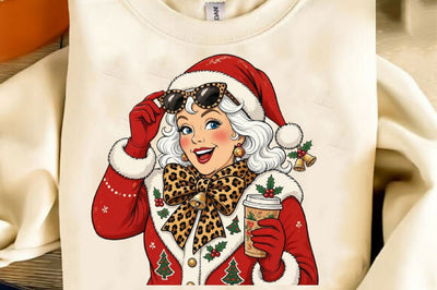 Leopard Mrs Claus Christmas Cocoa PNG Sublimation SVGista 