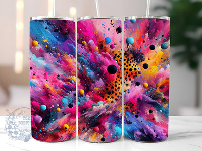 Leopard Neaon 20oz Skinny Tumbler, Colorful Leopard Tumbler Png, Straight & Tapered Tumbler Wrap, Instant Digital Download Sublimation ToriDesigns 