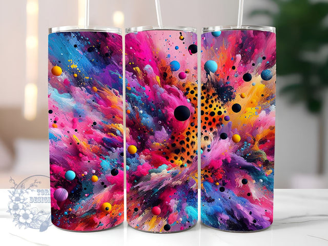 Leopard Neaon 20oz Skinny Tumbler, Colorful Leopard Tumbler Png, Straight & Tapered Tumbler Wrap, Instant Digital Download Sublimation ToriDesigns 