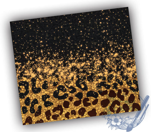 Leopard Ombre 20oz Skinny Tumbler PNG, Black Gold Leopard Tumbler Sublimation Wrap, Straight & Tapered Tumbler Wrap, Instant Digital Download Sublimation ToriDesigns 