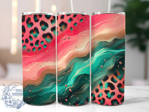 Leopard Ombre Glitter 20oz Skinny Tumbler, Seamless Gradient Animal Print Tumbler Png, Straight & Tapered Tumbler Wrap, Instant Digital Download Sublimation ToriDesigns 