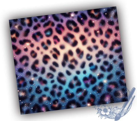 Leopard Ombre Glitter 20oz Skinny Tumbler, Teal Purple Sparkly Cheetah Print Tumbler Png, Straight & Tapered Tumbler Wrap, Instant Digital Download Sublimation ToriDesigns 